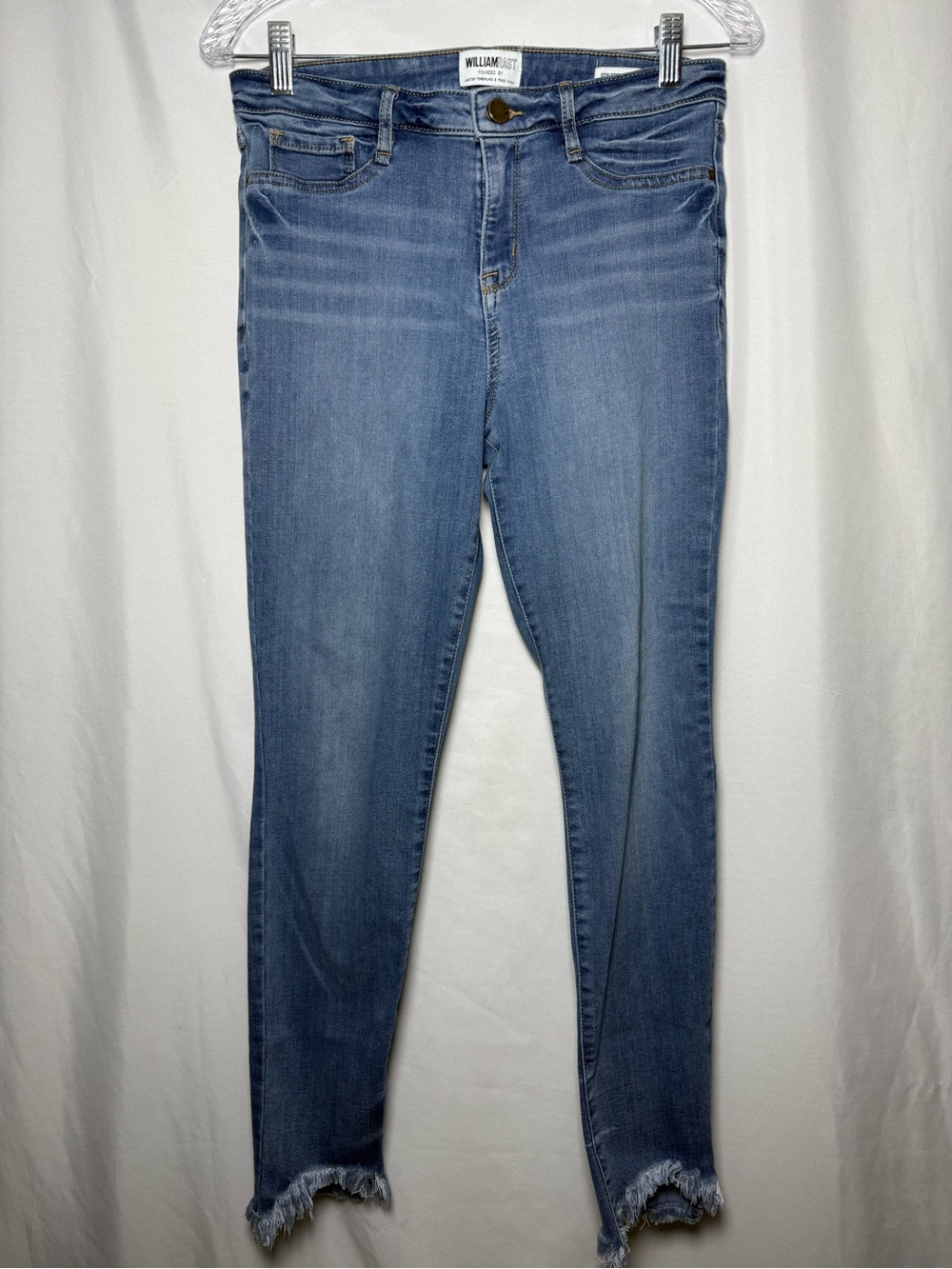William Rast Light Blue Ankle Skinny Jeans with Frayed Hem